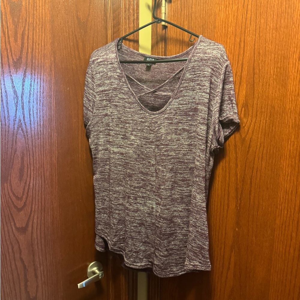- Ana purple heather short sleeve sweater XL EUC